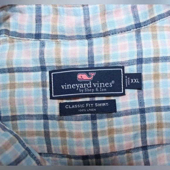 Vineyard Vines Classic 100% Linen Plaid Long Sleeve Lightweight Button Down XXL - Picture 11 of 11